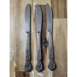 Set of 3 Dinner Knives Versailles by MSI Japan 9” Stainless Vintage Flatware